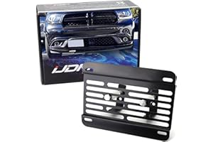 iJDMTOY No Drill Front Grille Mesh Mount License Plate Relocator Kit Compatible With Dodge Challenger Charger Durango Jeep Gr