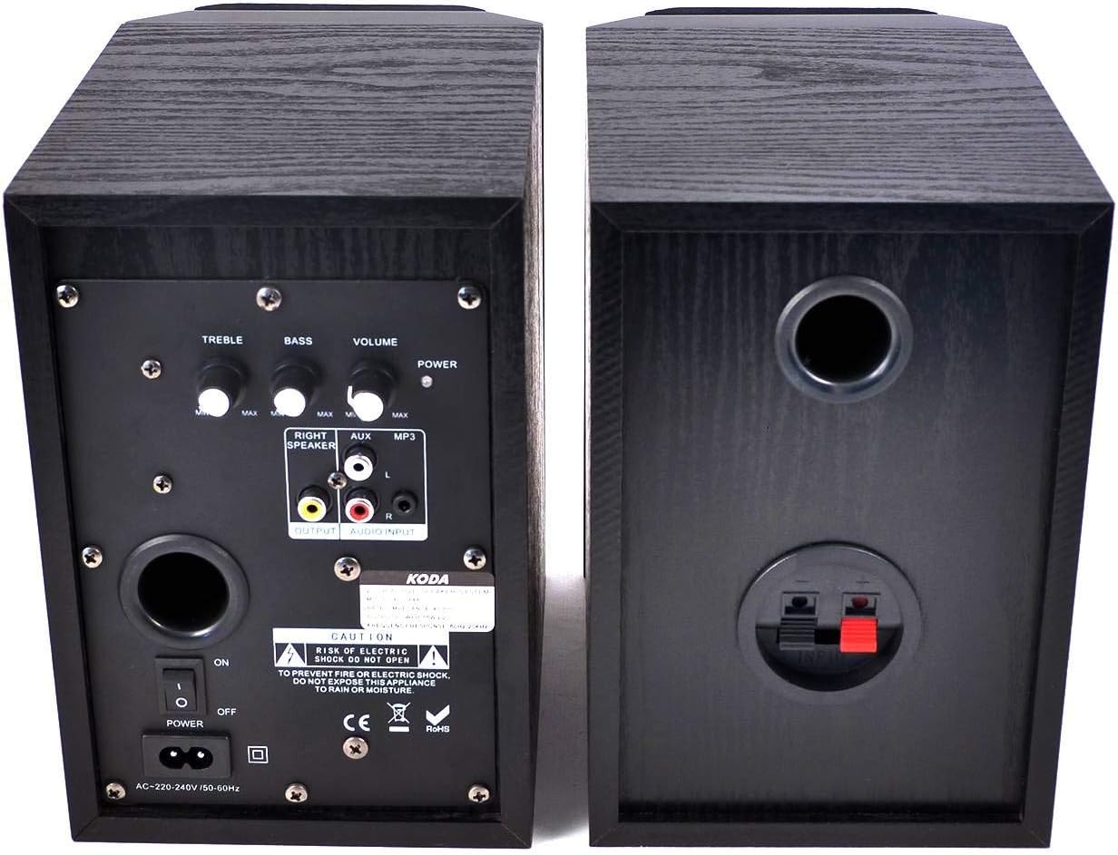 Paire D enceintes Noire KODA 4A 2 Voies 2 X AUX Egaliseur 60W Max paire-d-enceintes-noire-koda-4a-2-voies-2-x-aux-egaliseur-60w-max