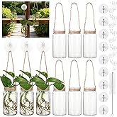 Baderke 9 Sets Window Hanging Propagation Stations 3.54'' Plastic Propagation Vases with Suction Cup & Traceless Nail, Propagated Plant Holder Wall Jars for Office Home Garden Decoration Lover Gift