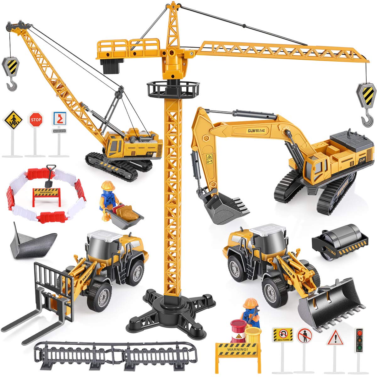 toy cranes and diggers
