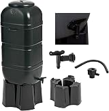 Star Supplies Black Outdoor Slim Line 100 Litre Water Butt Kit with Stand view 3