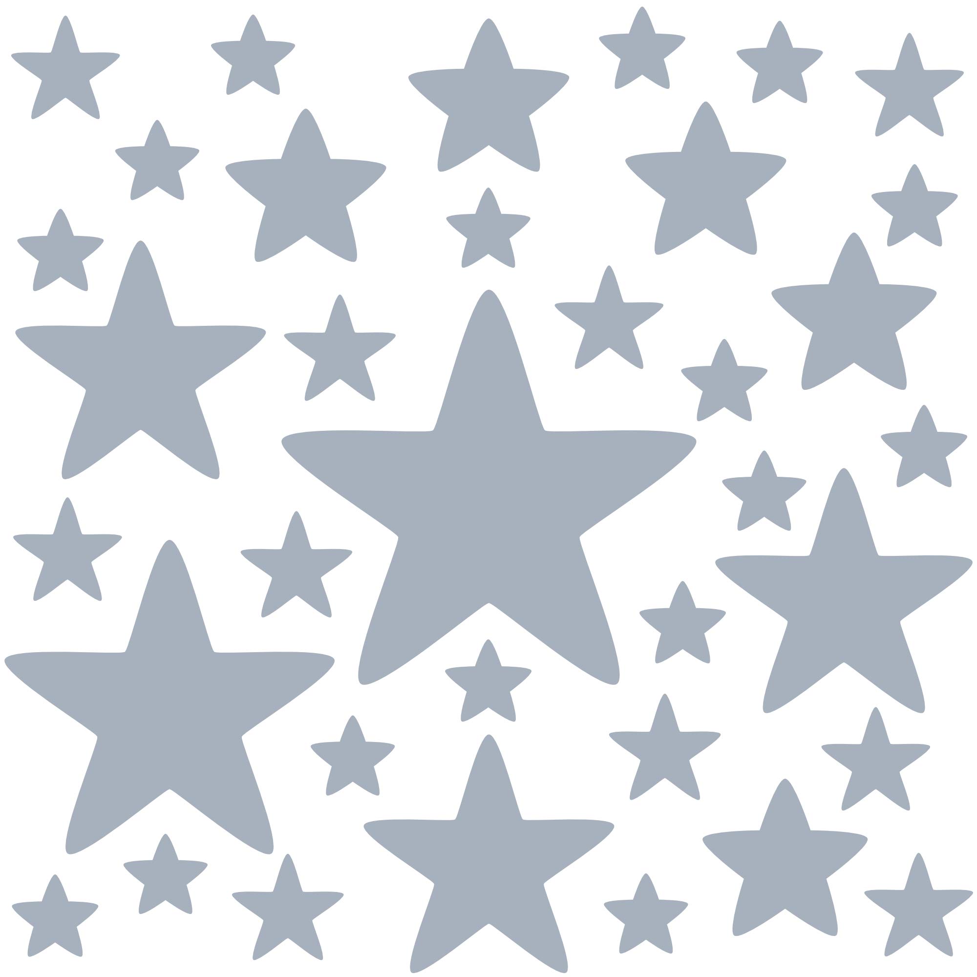 PREMYO Set of 36 Star Wall Stickers Kids - Nursery Decor Easy to Apply - Decals for Bedrooms for Girls Boys Grey