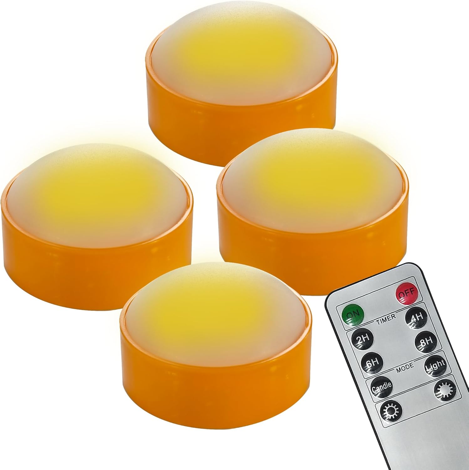 Lighting - 2WDECOR 4 Pack Halloween LED Pumpkin Lights with Remote and Timer Orange Color Flickering Battery Operated Decor Jack-O-Lantern Flameless Electric Candles for Pumpkin Home Outdoor Decorations