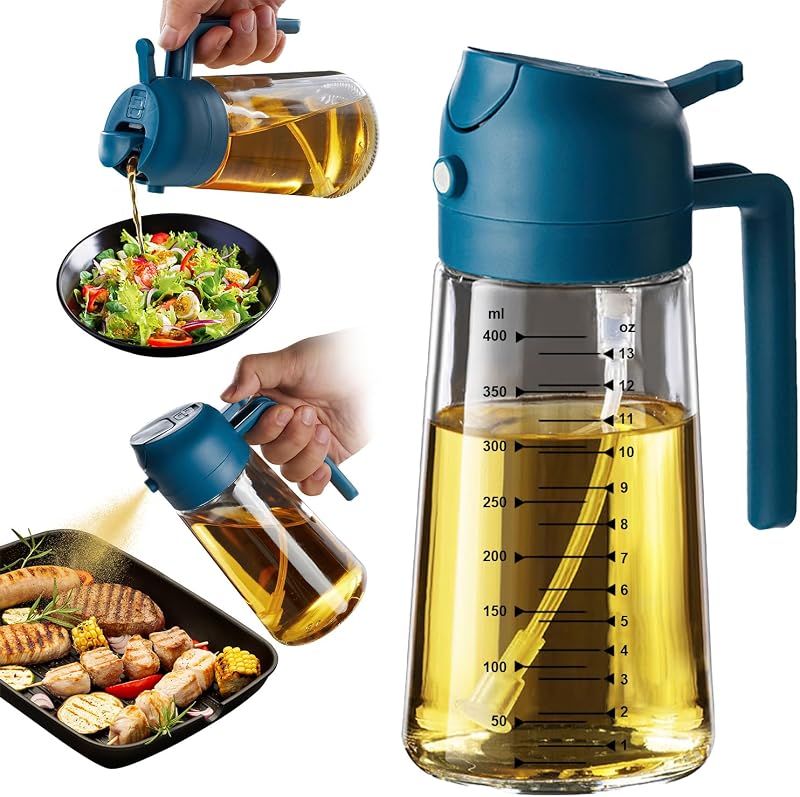 TrendPlain 16oz Olive Oil Spray Bottle Navy Dual Dispensing