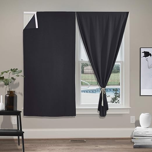 Cololeaf Blackout Curtains Velcro Kitchen Window Curtains Velcro