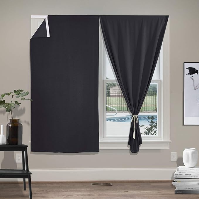 Cololeaf Blackout Curtains Velcro Kitchen Window Curtains Velcro
