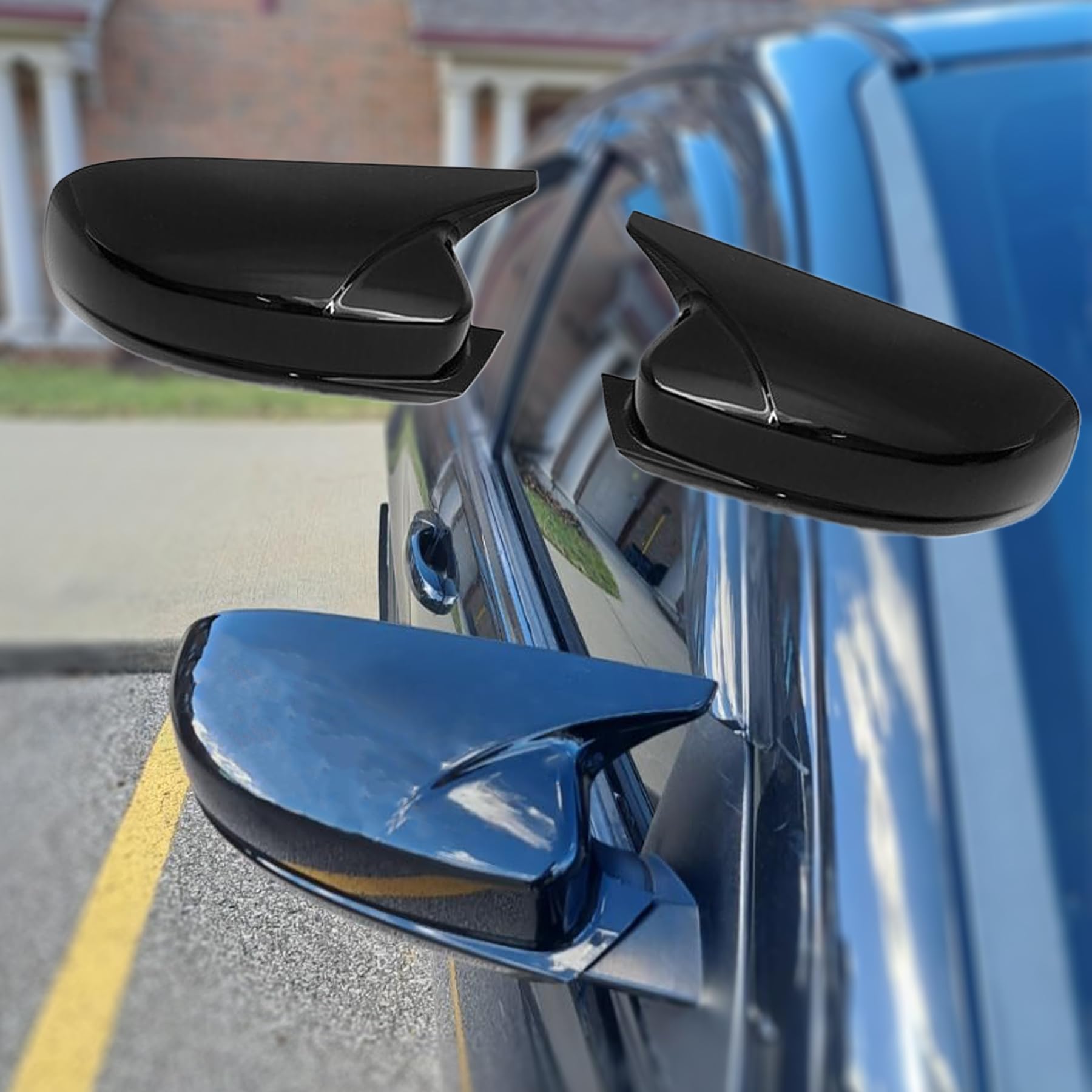 Photo 1 of Arkdeffon 2PCS Rear View Side Mirror Cover Door Side Mirror Cover Cap Compatible with 2011-2021 Dodge Charger 2011-2020 Chrysler 200 300 Horn Style (Glossy Black)