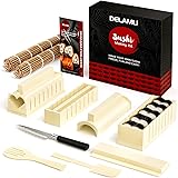 Sushi Making Kit, Delamu Magic Sushi Maker for Beginner, 13 in 1 DIY Sushi Mold Deluxe Edition with 2x Bamboo Sushi Mats, 1x 