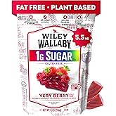 Wiley Wallaby Low Sugar Gluten Free Very Berry Licorice Candy, 5.5oz, 1Pk | Australian-Style Soft Chewy Twists, Sweetened with Allulose &amp; Stevia, 1g Sugar Per Serving, No High Fructose Corn Syrup