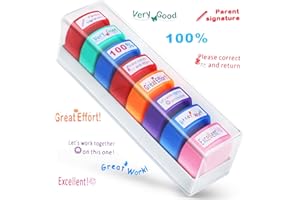 8Pcs Teacher Stamps for Classroom Teacher supplies Self-inking Grading Stamps Encouraging Comments for Parent Signature Schoo