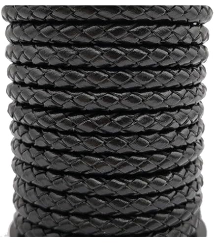 1 Yard Black 10mm Round Genuine Cow Hide Leather Cord For Jewelry Making - 1cm Diameter Thick Leather Lacing