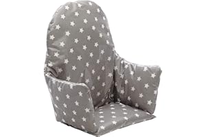 MESSY ME High Chair Cushion for IKEA Antilop Highchair. Padded Chair Cushion for Baby - Easy to Fit and Fully Wipe Clean Seat Pad - High Chair Accessories Designed for IKEA Antilop (Grey Stars)