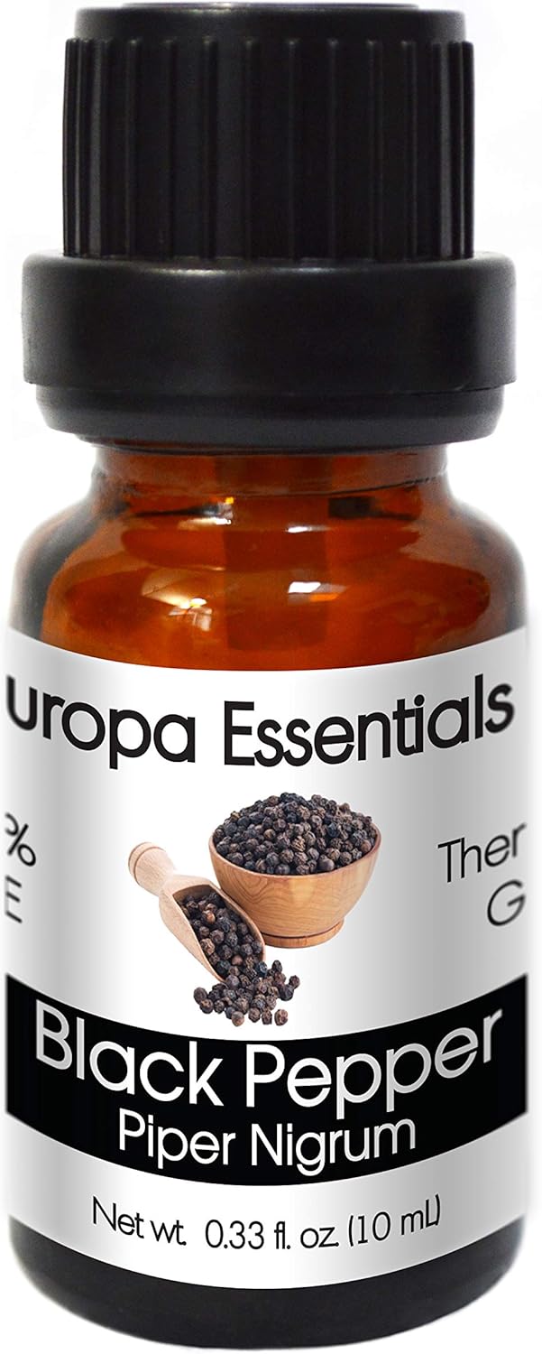 Europa Essentials 100% Pure Therapeutic Grade Essential Oils, 36 Aromatherapy Scents Collection – Black Pepper, 10ml, B07BK7P34Z