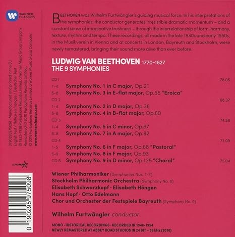Wilhelm Furtwangler Beethoven The Complete Symphonies 5cd Amazon Com Music
