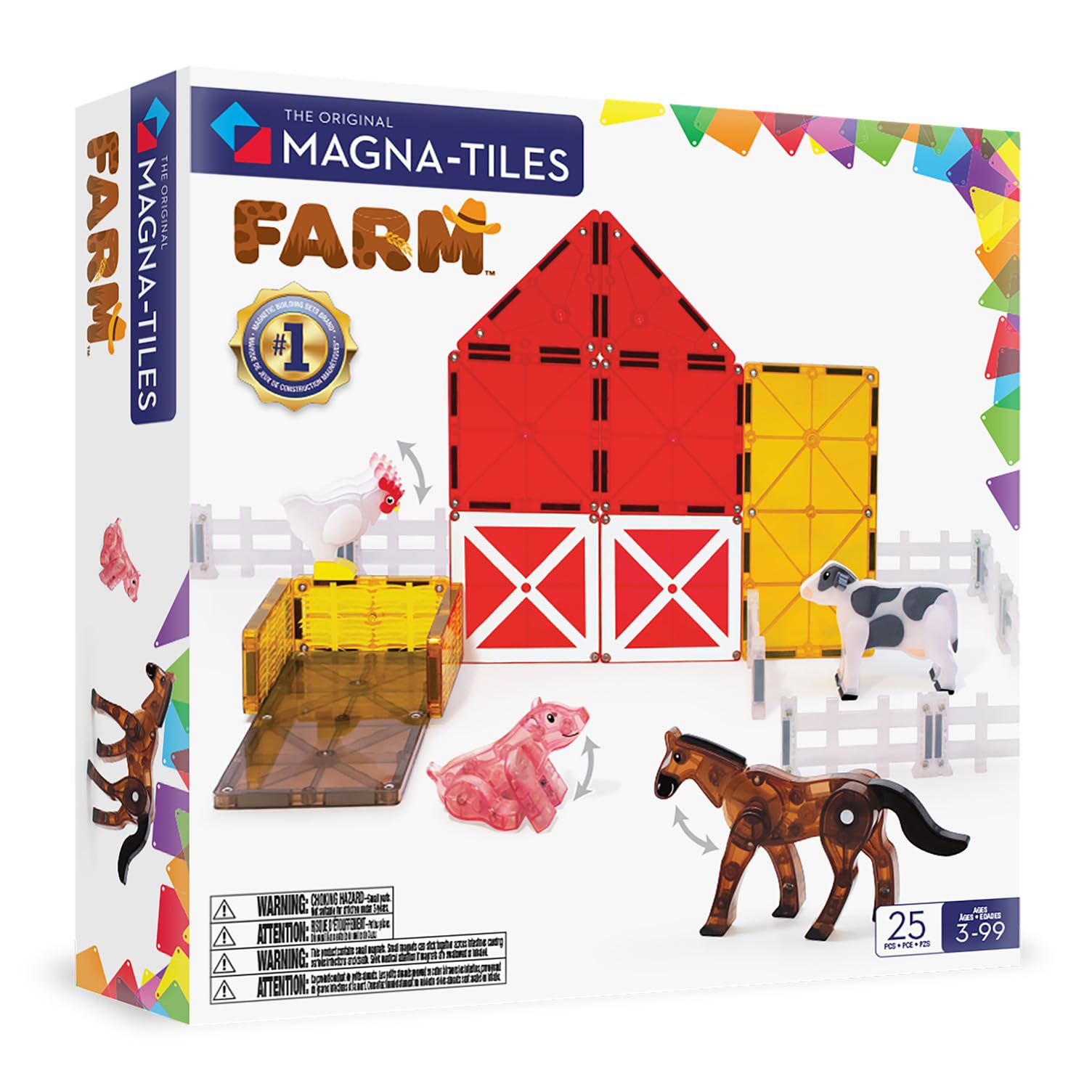 MAGNA-TILES Farm Animals 25-Piece Magnetic Construction Set, The ORIGINAL Magnetic Building Brand