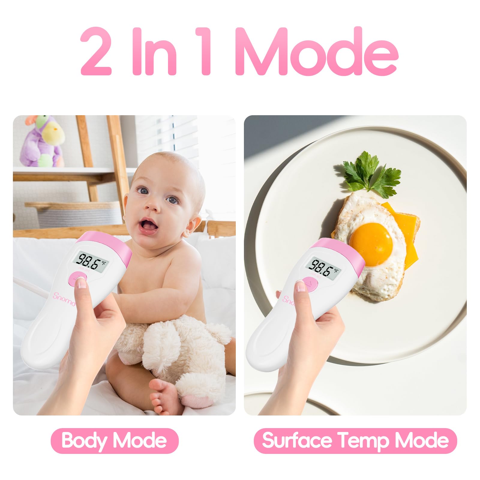 Non-Touch Forehead Thermometer, Digital 2-in-1 Infrared Thermometer for Adults, Kids, and Babies with Fever Alarm, Instant Reading, Medical-Grade Accuracy