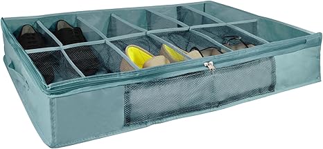 Amazon Com Signature Home Under The Bed Shoe Bag Organizer Hunter Green Teal Home Kitchen