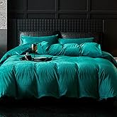 WARMDERN Teal Blue Flannel Velvet Duvet Cover King Size Duvet Cover Bedding Sets, 3pcs Ultra Soft Luxury Textured Modern Crystal Velvet Duvet Covers with Zipper Closure(Teal Blue, King)