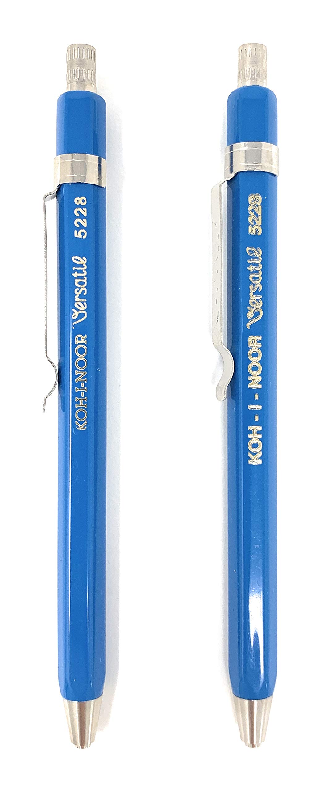 KOH-I-NOOR Versatil 5228 - Set of 2, Metal Mechanical Pencils with Sharpener, Lead 2mm - Blue