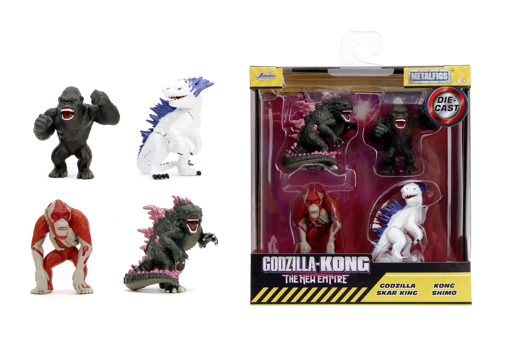 Jada Godzilla Metal Wave 1 Pop Culture Collectible Figures 4 pack - Godzilla King Kong Shimo Skar - For Fans & Collectors Aged 8+ 6.5cm Each