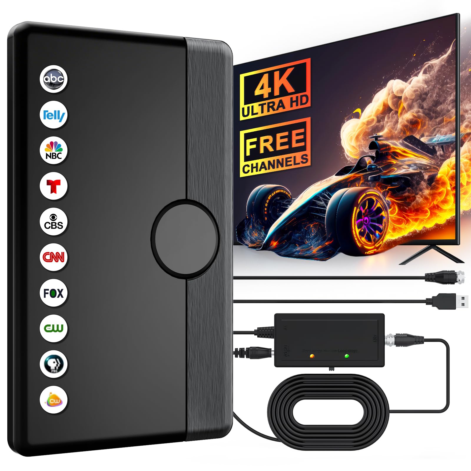 Photo 1 of TV Antenna Indoor Outdoor 2025 for Smart/Old TV for Long Range 360° Reception and Local Channels Digital HD Antenna with Amplifier Signal Booster Supports 8K 4K 1080p - 26.2 ft HDTV Coax Cable