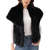 Gihuo Women' s Faux Fur Vest Lapel Collar Sleeveless Furry Jacket Shaggy Jackets Warm Outerwear