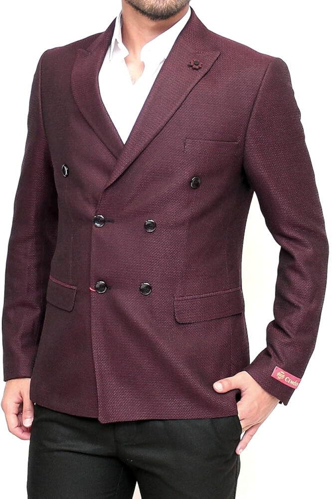 テーラードジャケット ダブル 秋冬 メンズ エンジ ボルドー ブレザー ジャケパン 細身 タイト シルエット 54 Xxl コート ジャケット 通販 Amazon