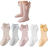 TIBE PINCESS Baby Girls knee high socks Toddler Bow Mesh Breathable Dress Socks Kids Cotton Tube Uniform Stockings