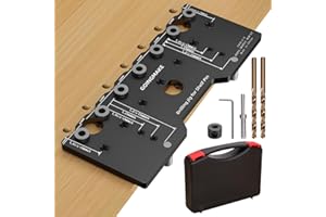 GOINGMAKE Shelf Pin Jig 1/4 Inch Aluminum Alloy Shelf Pin Drilling Jig Drill Guide for Straight Holes Shelf Pin Drilling Jig Cabinet Hardware Jig Shelf Pin Drilling Template Woodworking Tools