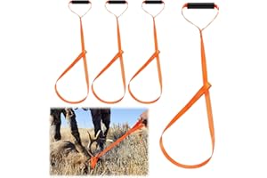 Asphodelia 4PCS Deer Drag Ropes,Orange Deer Drag Harness,Heavy Duty Deer Draging Strap with Non-Slip Handle,Harness Hunting G