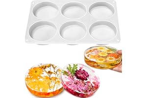 ZQYSING Extra Deep Resin Coaster Molds, Large 6 Cavity Round Coaster Silicone Molds for Epoxy Resin Casting DIY 4 Inches Thick Coasters Bases Paperweight Cups Mats Craft Display