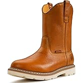 SUREWAY 10in Mens Soft/Steel Toe Waterproof Wellington Work Boot,Heavy Duty Pull On Leather Work Boots,GoodyearWelted,Full Grain Leather,Industrial Safety boot Classic Cowboy Boot,EH Rated