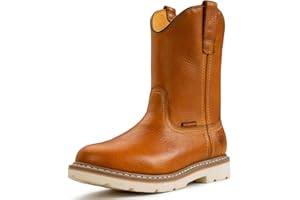 SUREWAY 10in Mens Soft/Steel Toe Waterproof Wellington Work Boot,Heavy Duty Pull On Leather Work Boots,Goodyear Welted,Full Grain Leather,Industrial Safety boot Classic Cowboy Boot,EH Rated