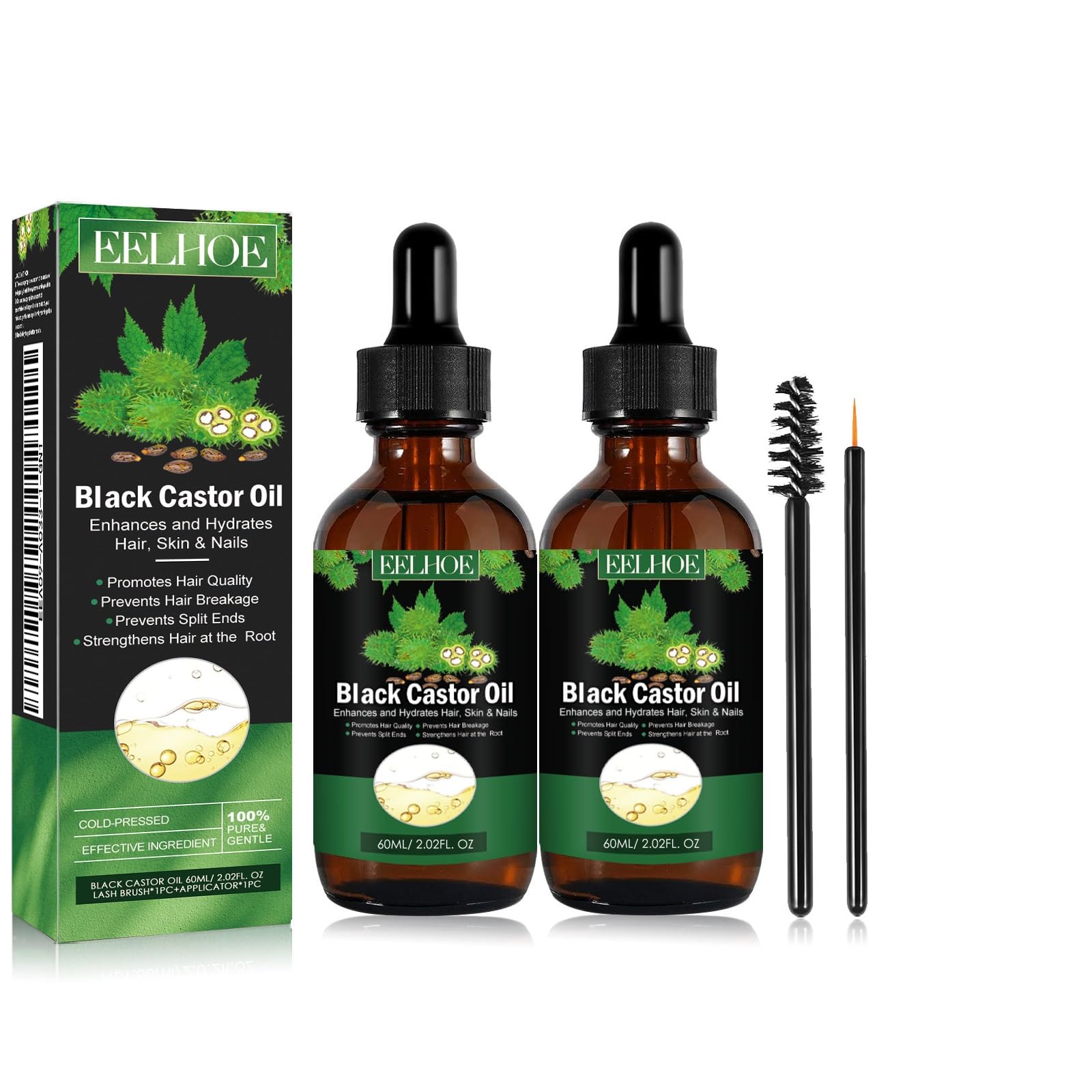 Photo 1 of 120 ML Eelhoe Hair Growth Oil, Carvenchi Natural Castor Oil for Dry, Damaged and Thin Hair Growth (2 Pcs)