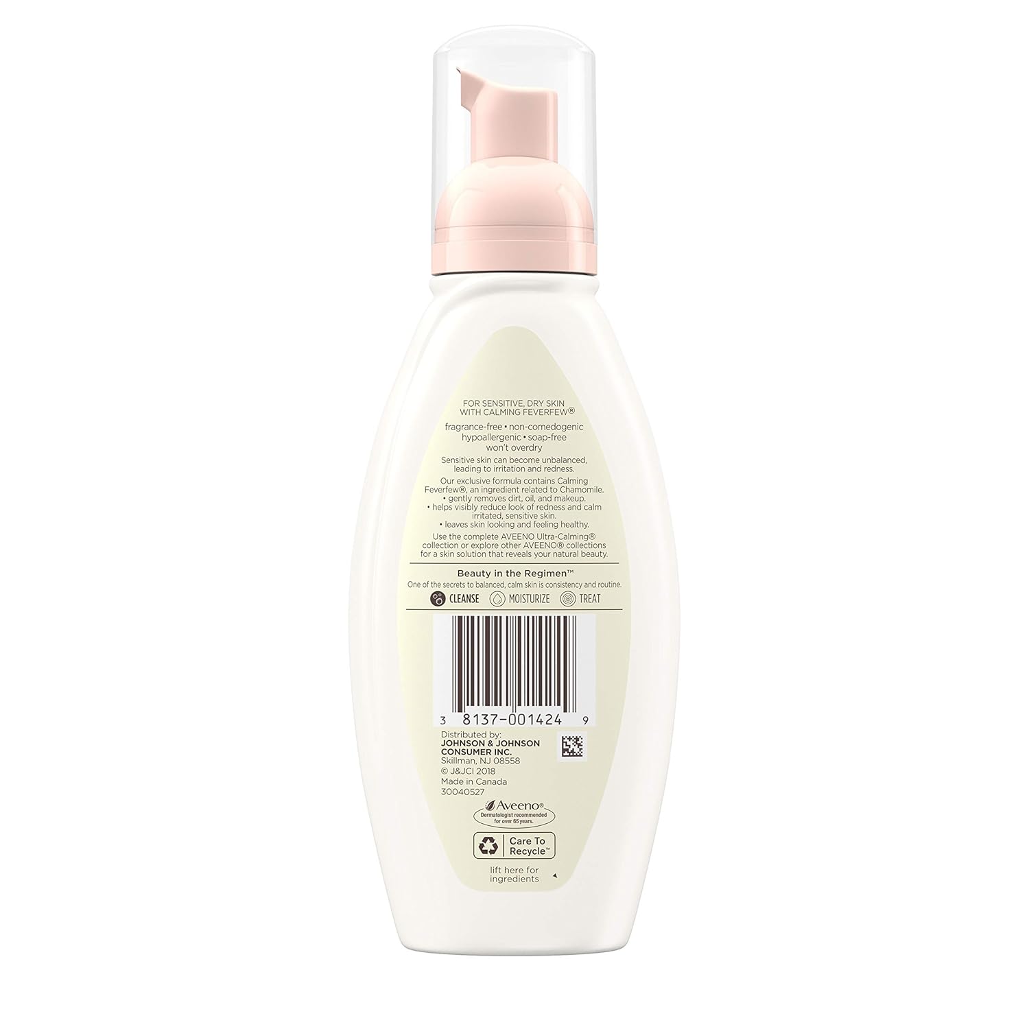 Aveeno Ultra-Calming Foaming Cleanser and Makeup Remover for Dry, Sensitive Skin, 6 fl. oz: Beauty