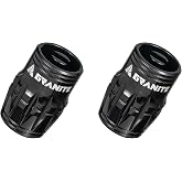 Granite Juicy Nipples Schrader Valve Core Remover Caps, 2 Pcs (Black) | CNC alloy, doubles as dust cap, quick air release button, fits bikes and vehicles