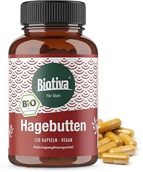 BIO Hagebutten Kapseln - 150 Stück - garantiert ohne Zusätze - 650mg - Gelenk-Kapseln - Garantiert ohne Zusätze - Höchste Rei