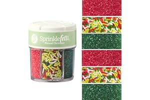 Sweets Indeed Dye Free Christmas Sprinkles – 2.75 oz 6-Cell Holiday Jar | Red Sanding Sugar, Green Sanding Sugar & Christmas Jimmies | Natural Edible Cookie, Cupcake & Cake Decorations