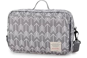 MOMIGO Diaper Caddy Tote Baby Stroller Bag Nursery Storage Bin , Wipes & Toys Mini Diaper Bag for Outdoor (Grey Arrow)