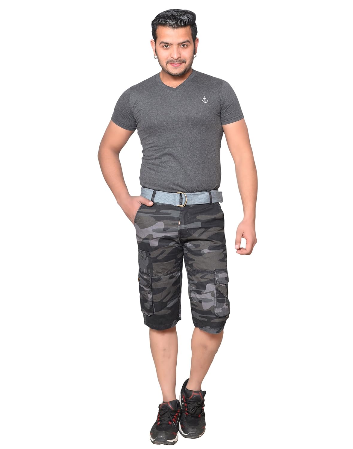 krystle men's army cotton shorts