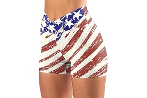 JOAU Womens Workout Yoga Shorts USA Flag 4th of July Patriotic Shorts Buttery Soft Stretch Cheerleader Shorts