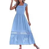 Benfoly Women's Sexy Lace Maxi Dress Backless Cut Out Tiered Ruffle Flowy Boho Vacation Beach Party Long Dresses