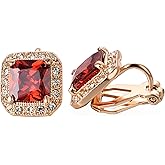 Yoursfs Vintage Clip on Earrings for Women 18K Gold Plated Halo Austria Crystal Non Pierced Earring