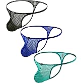 iKingsky Men's Lace See Through G-String Underwear Soft Breathable Thong Sexy Low Rise Pouch Y-back Under Panties