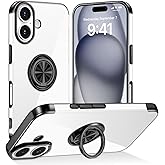 Tnarru Designed for iPhone 17 Case with Stand [Magnetic Ring Holder Kickstand] Soft TPU Bumper Non-Yellowing Anti-Scratch Lightweight Slim for iPhone 17 Case Black and Clear