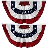 2 Pack SUNYAO American Pleated Fan Flag USA Pleated Fan Flag 3x6 Ft American USA Bunting Decoration Flags Embroidered Stars Sewn Stripes Canvas Header and Brass Grommets