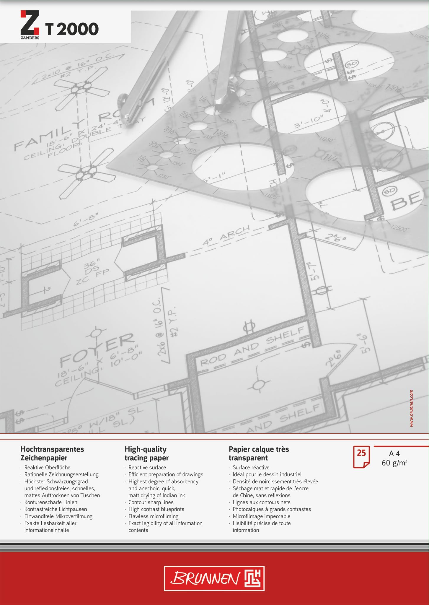 Brunnen Sketch Pad/Drawing Pad A4 210 x 297 mm 60 g/sq m 25 Pages