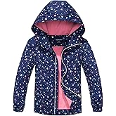 MGEOY Girls Rain Jacket Lightweight Waterproof Hooded Cotton Lined Raincoat Windbreaker for Kids Size 4-12 Years