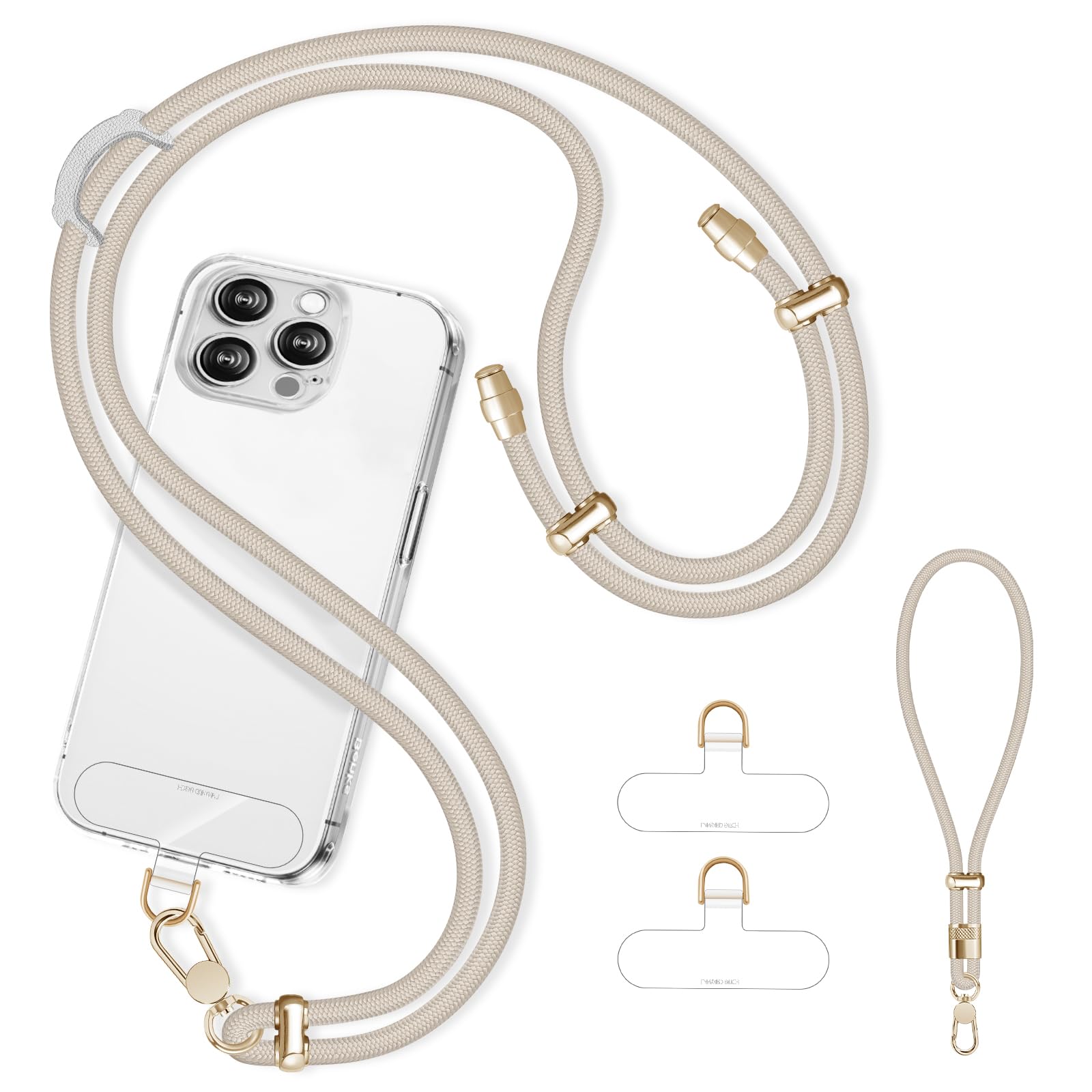 Photo 1 of **MISSING ATTACHMENT**
Derraffina Cell Phone Lanyard Adjustable Crossbody Phone Lanyard *1 Phone Wrist Strap *1 with Deluxe Gold Matal Buckle + Clear Tether Tabs *2 for Shopping Travelling Hiking Beige