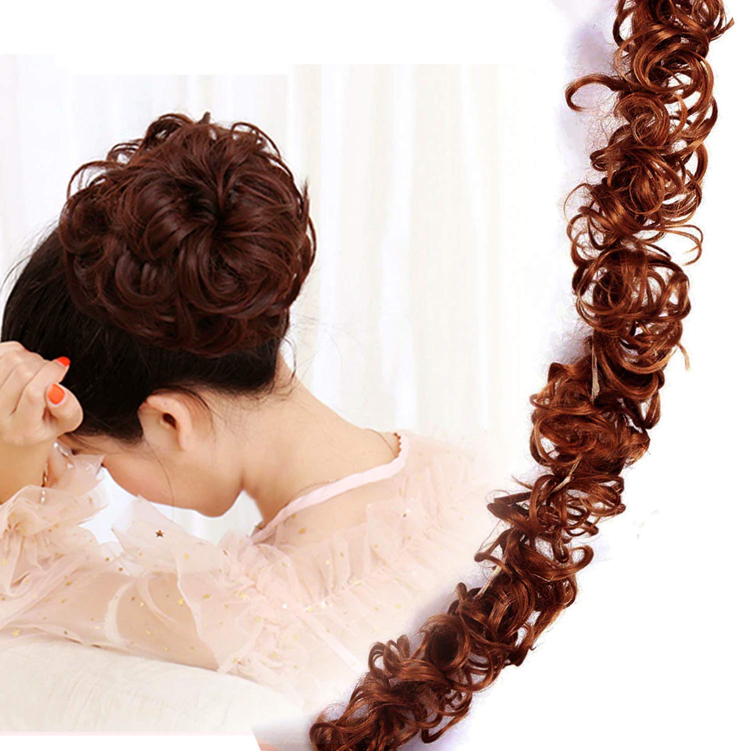 Kabello Ponytail Updos Synthetic Hairpiece Curly Messy Bun Hair